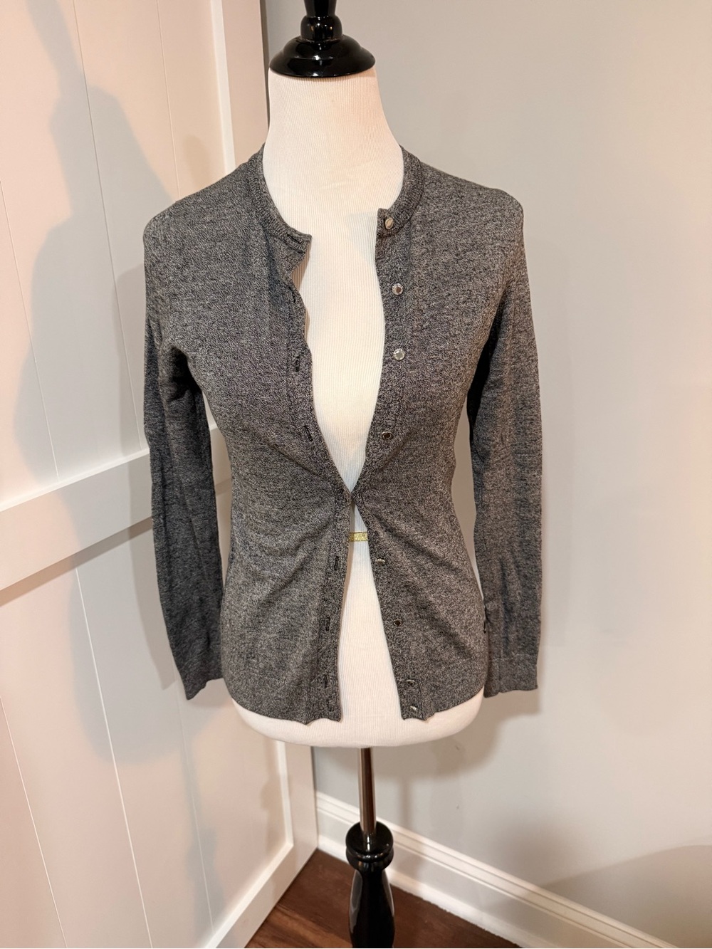 Calvin Klein Heather Gray Snap-Front Cardigan